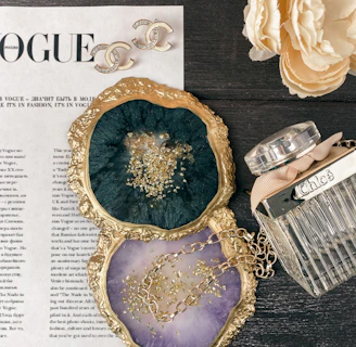 Stylish flat lay of personal branding materials with chic Parisian touches
