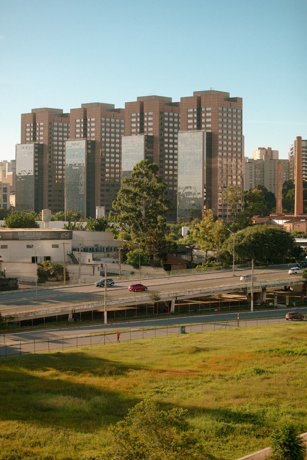 a view of a city from a distance