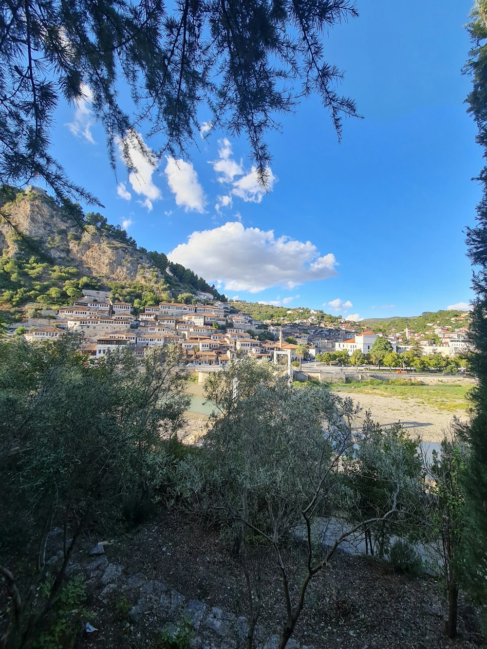 a view of a town from a hill