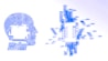 A stylized silhouette of a human head made up of circuit-like patterns on the left. Beside it, abstract geometric shapes resembling interconnected circuit components, suggesting technology and artificial intelligence themes.