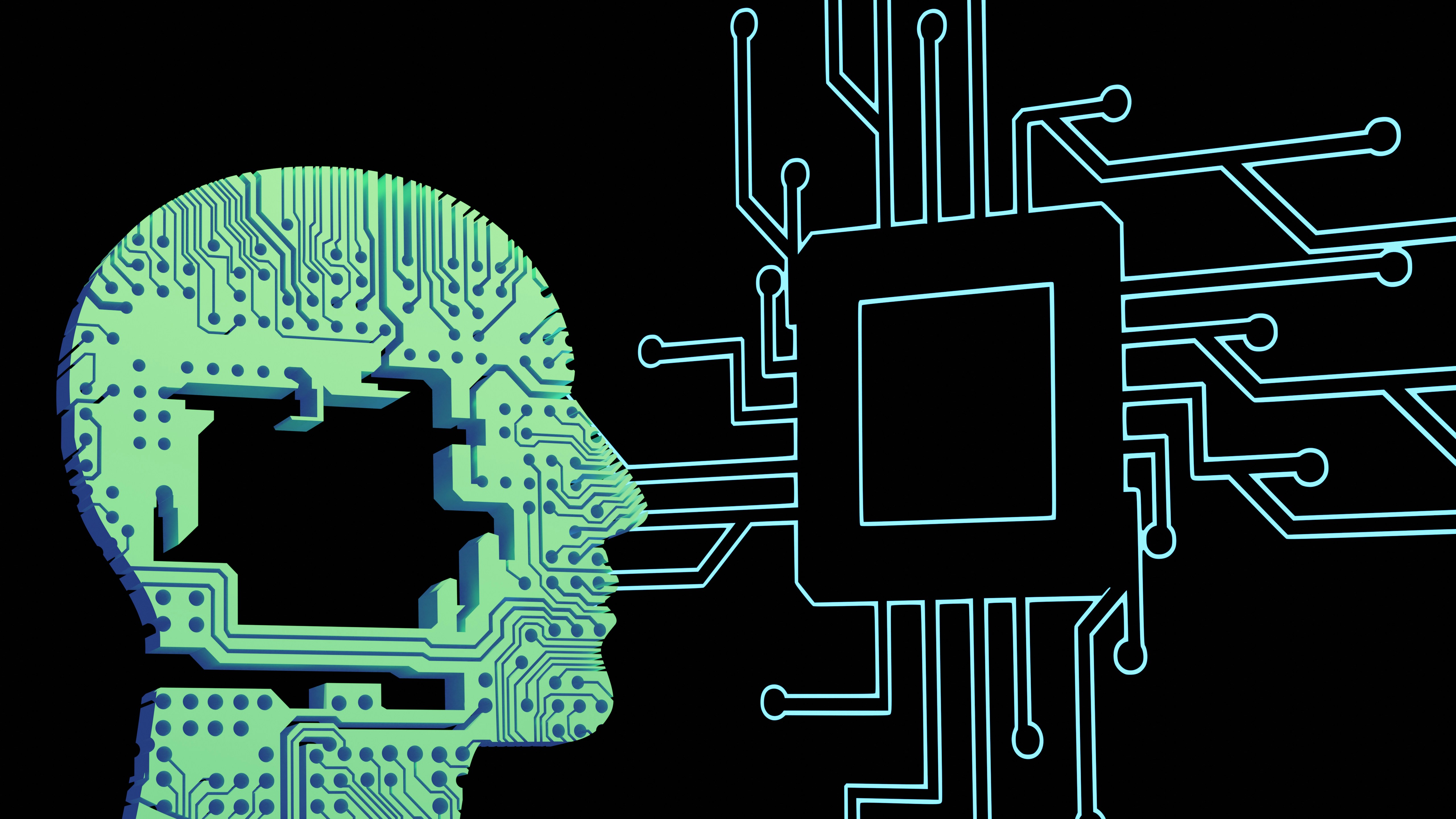 Alt text: Illustration of a person's head with a circuit board, representing Branimo's focus on technology and innovation.