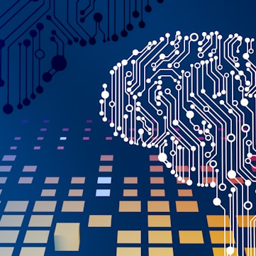 a computer circuit board with a brain on it