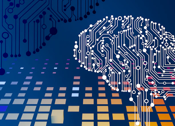 a computer circuit board with a brain on it