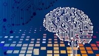 a computer circuit board with a brain on it