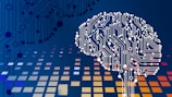 a computer circuit board with a brain on it
