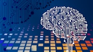 a computer circuit board with a brain on it