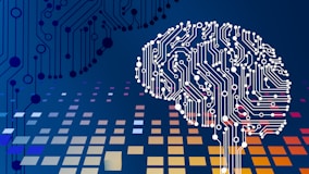 a computer circuit board with a brain on it