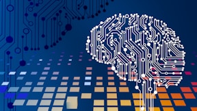 a computer circuit board with a brain on it