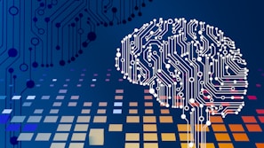 a computer circuit board with a brain on it