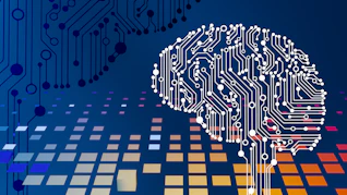 a computer circuit board with a brain on it
