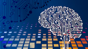 a computer circuit board with a brain on it
