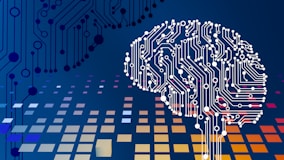 a computer circuit board with a brain on it