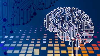 a computer circuit board with a brain on it