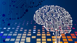 a computer circuit board with a brain on it
