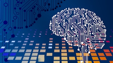 a computer circuit board with a brain on it