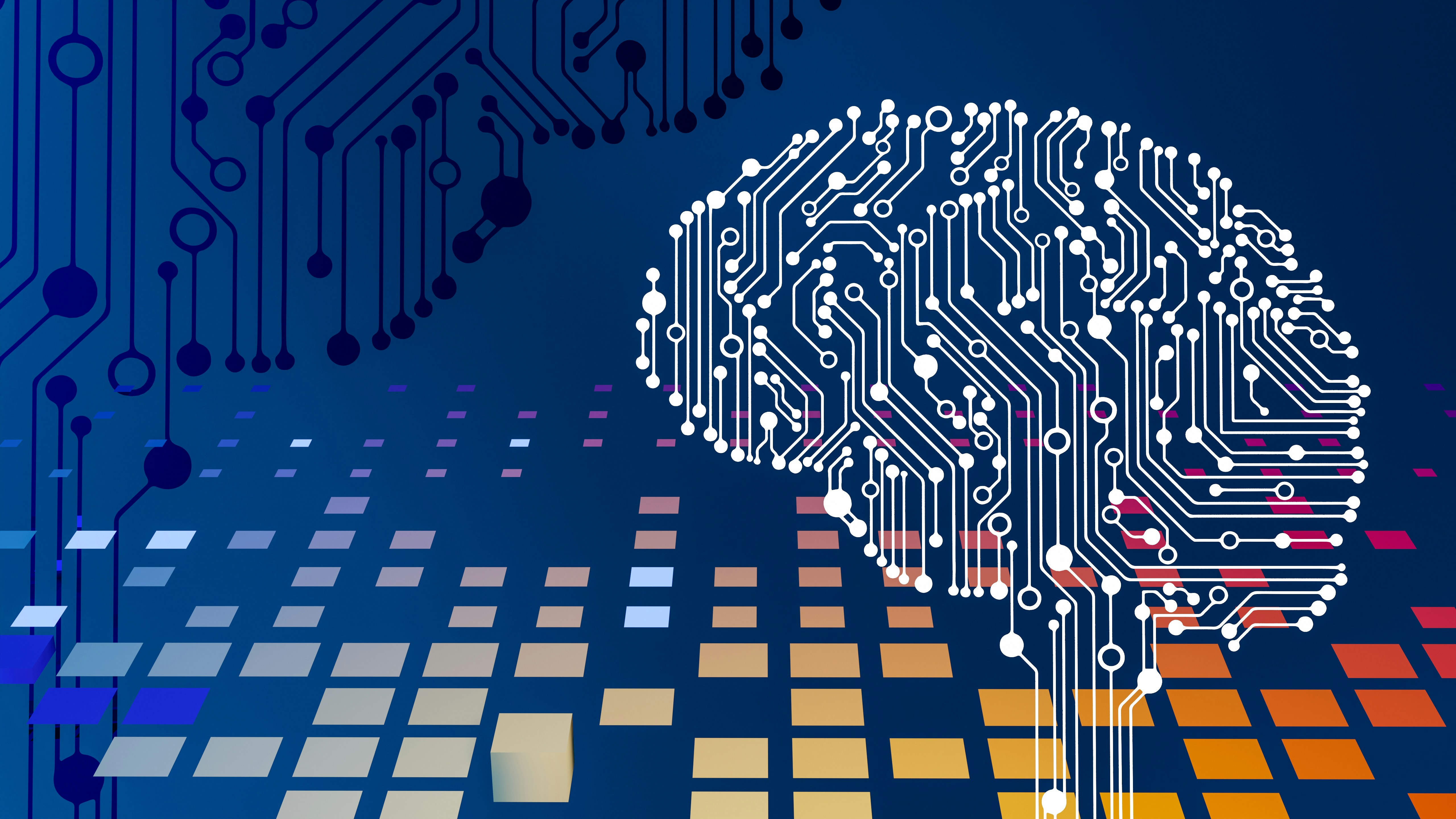 Alt text: Branimo computer circuit board with brain symbolizing AI technology