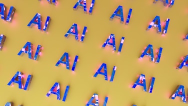 the letters are made up of different colors