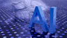 3D rendered ai text on dark digital background