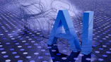 3D rendered ai text on dark digital background