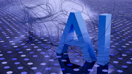 3D rendered ai text on dark digital background
