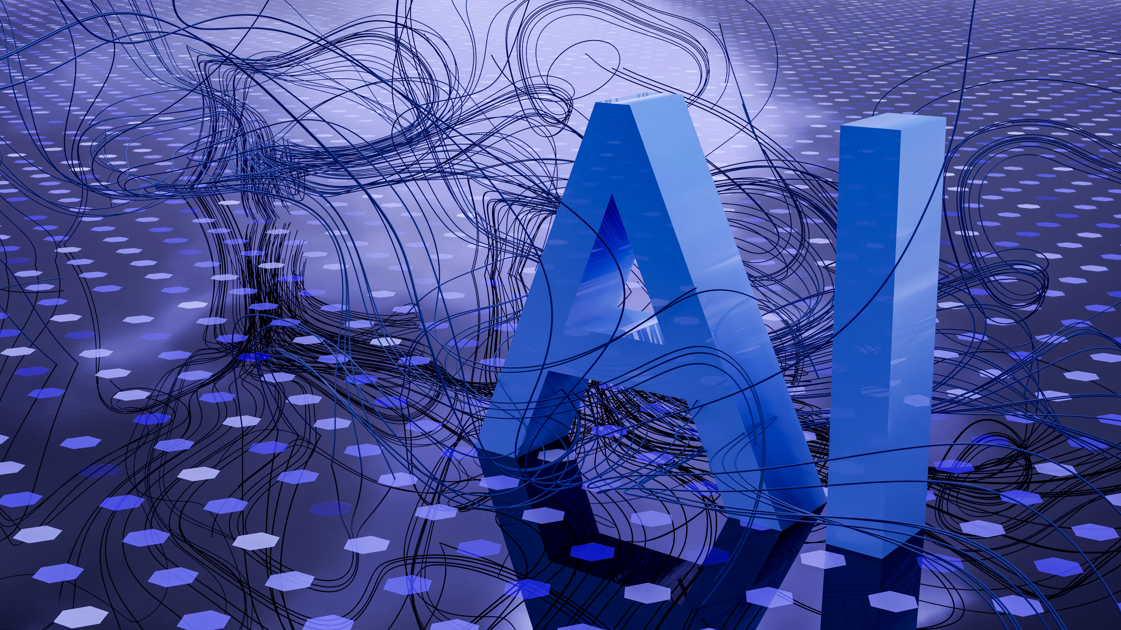 Illustration of AI on a dark digital background
