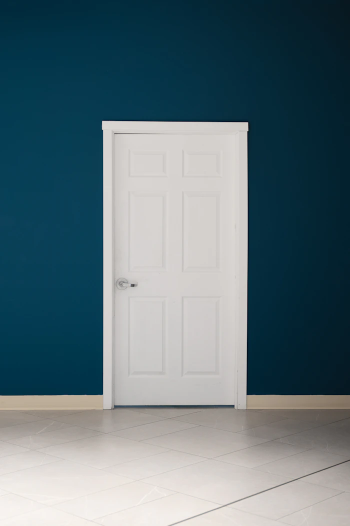 White interior door in a residential room