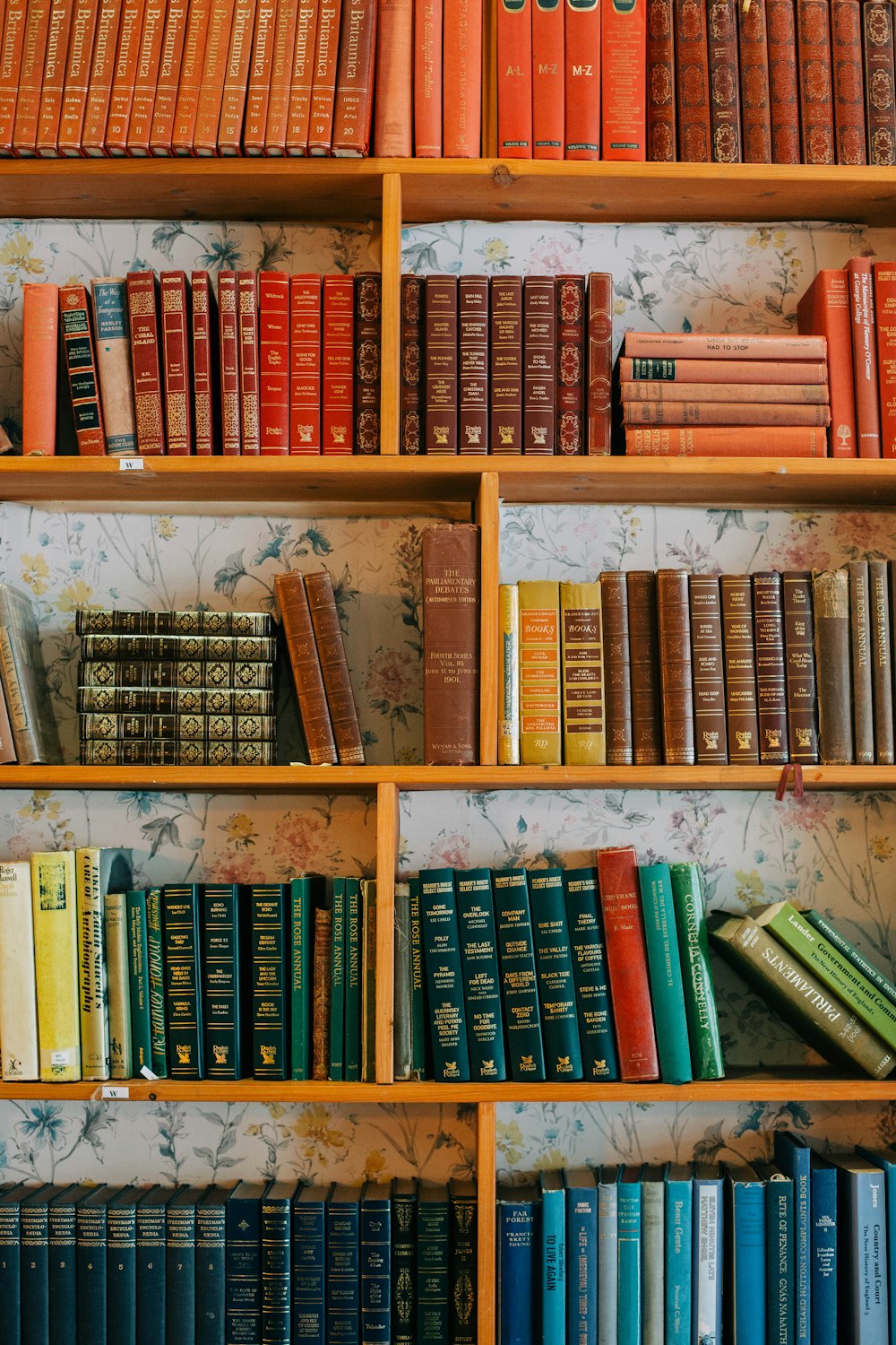 a book shelf filled with lots of books