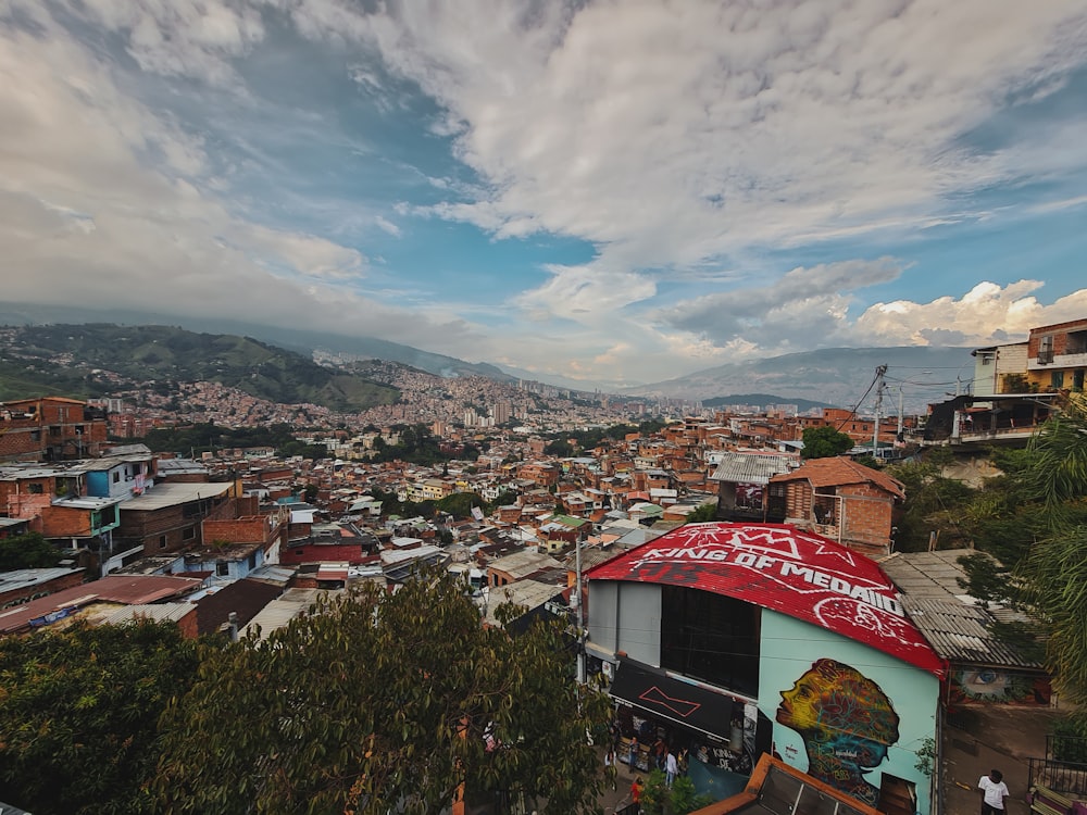 a view of a city from a hill