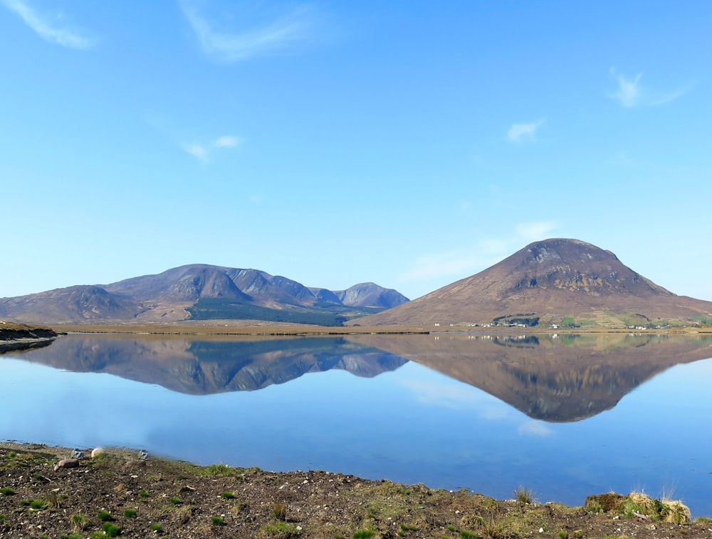 a large body of water surrounded by mountains