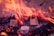 Two metallic padlocks are surrounded by flames and embers on a dark background. The fire creates an intense and dramatic effect as it engulfs the locks.