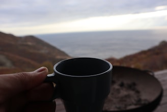 a person holding a coffee cup in their hand