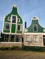 A freshly repaired and painted window frame on a traditional Dutch house.