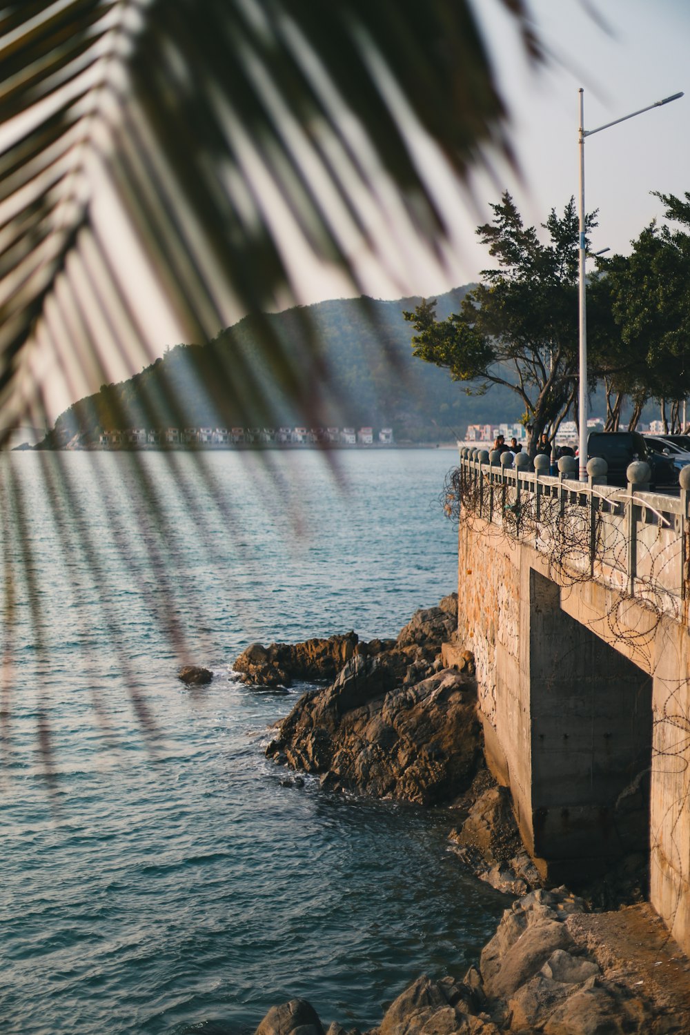 a bridge over a body of water next to a beach