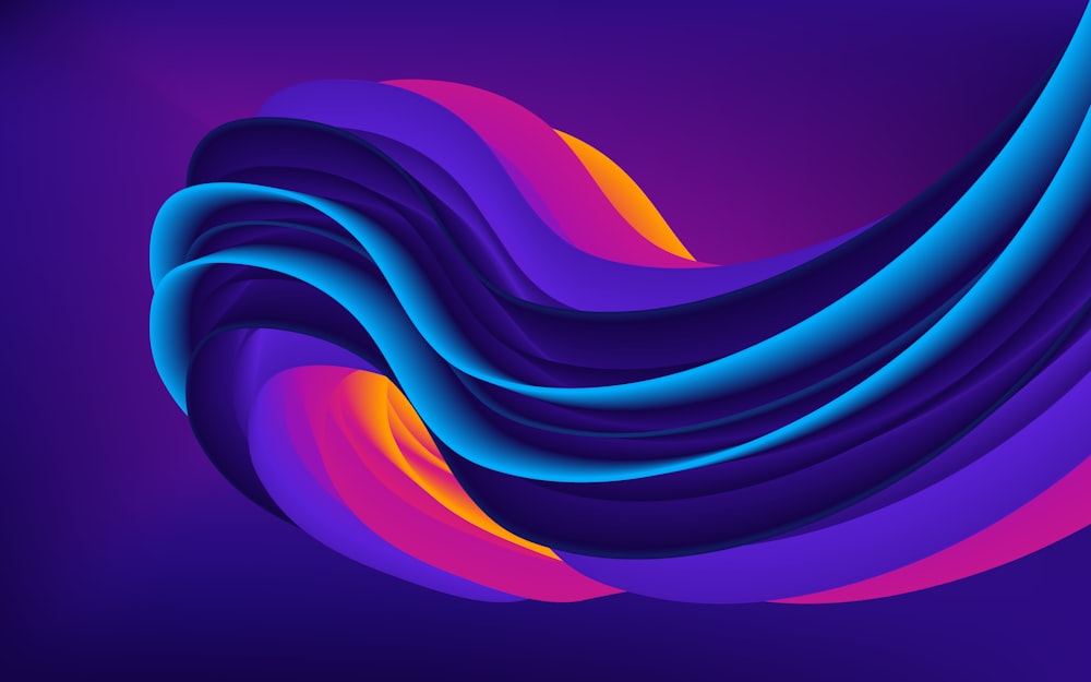 a blue and pink abstract background with wavy shapes