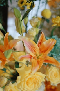 A cheerful arrangement of bright yellow lilies.