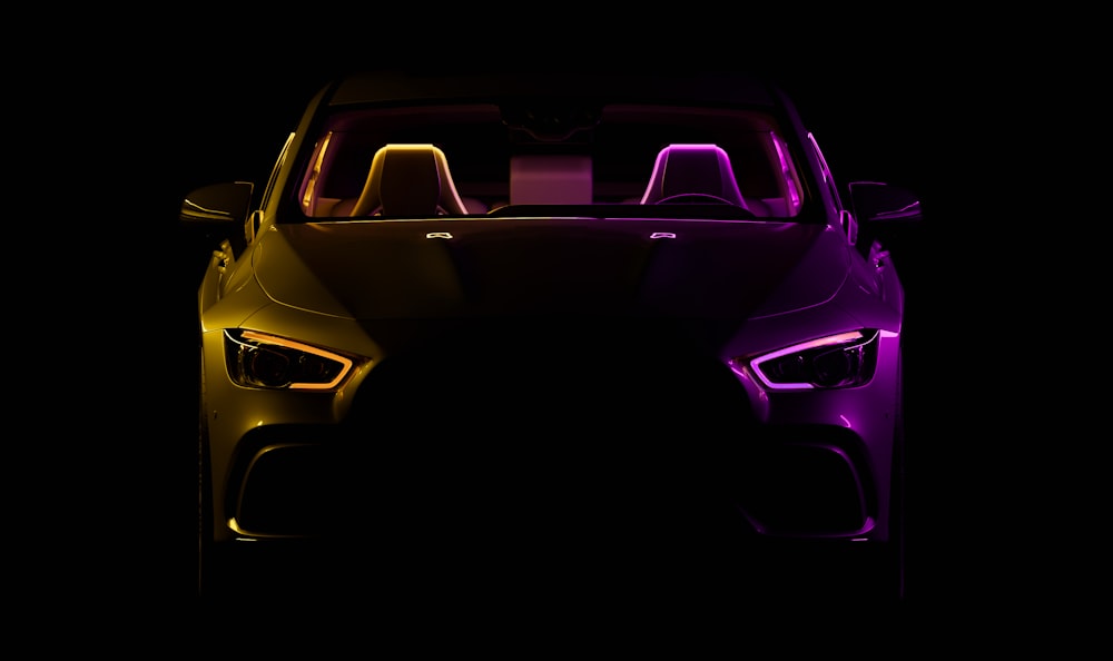 a car that is glowing in the dark