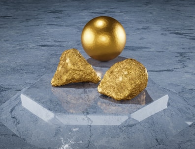 a golden object sitting on top of a table