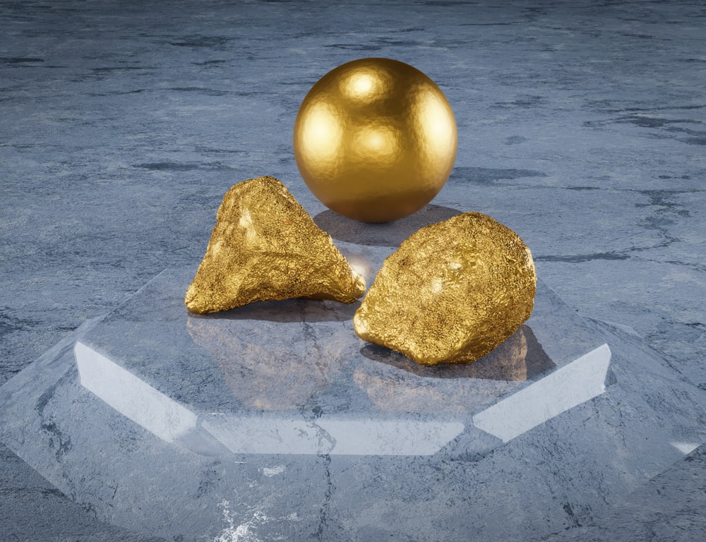 a golden object sitting on top of a table