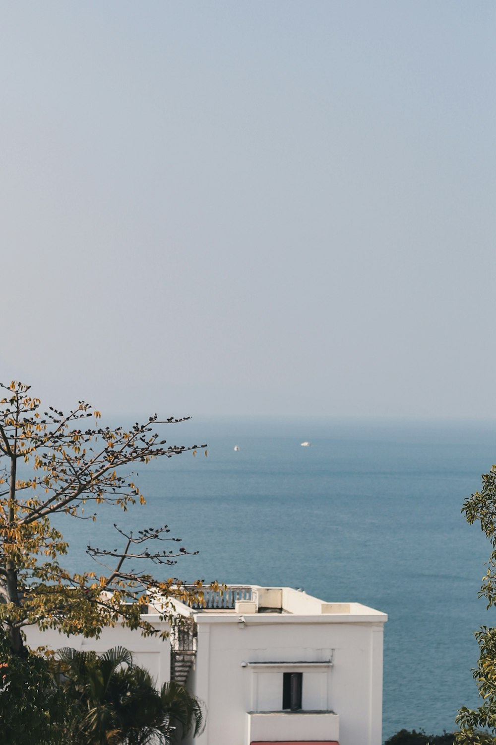 a view of the ocean from a hill top
