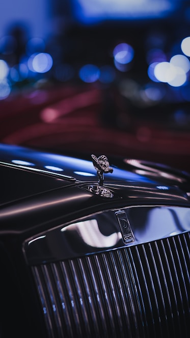 a close up of the hood ornament of a car