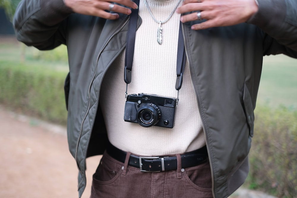 a man with a camera attached to his chest