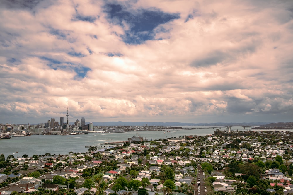 a view of a city and a body of water