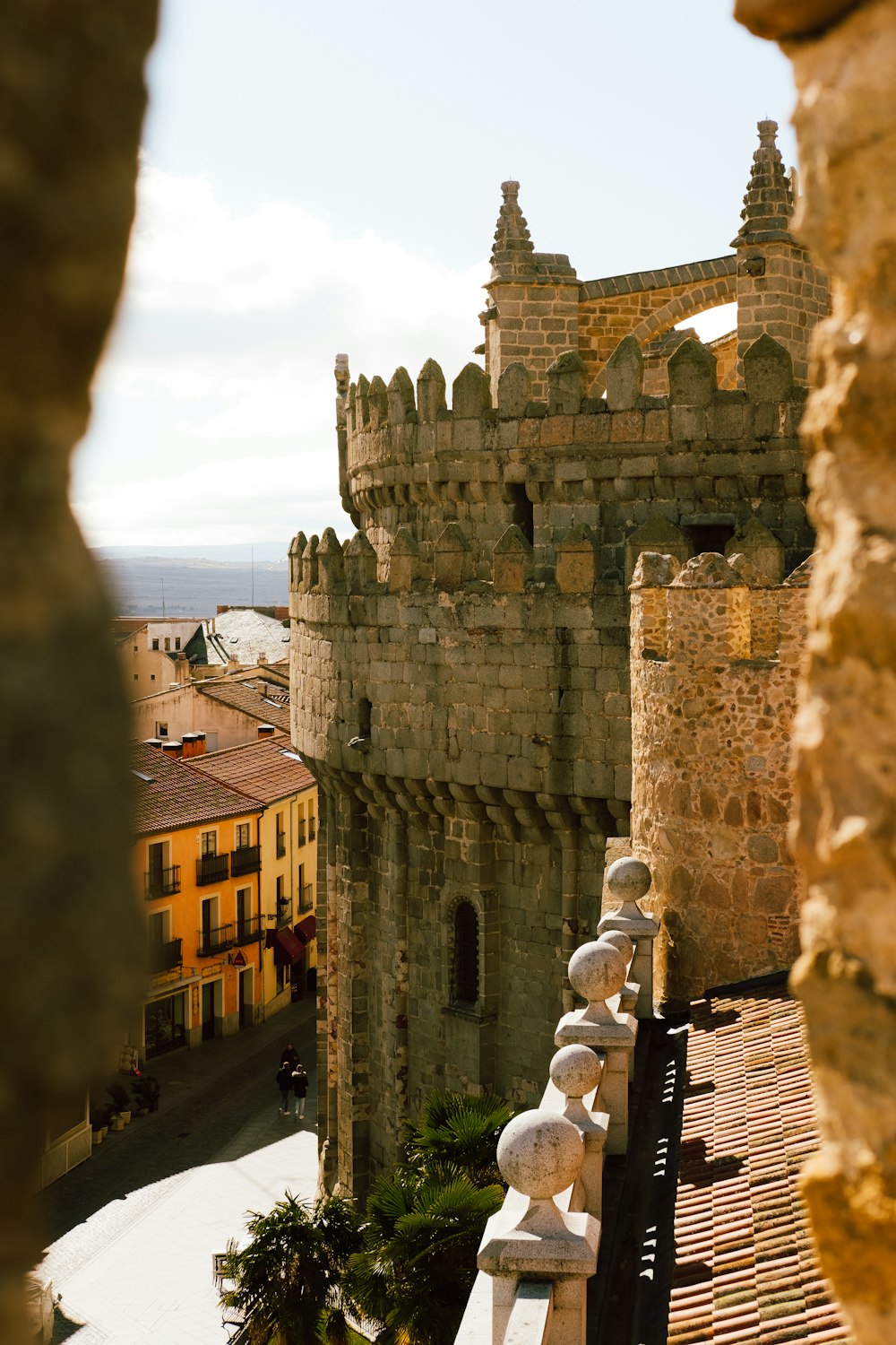 a view of a castle from a window