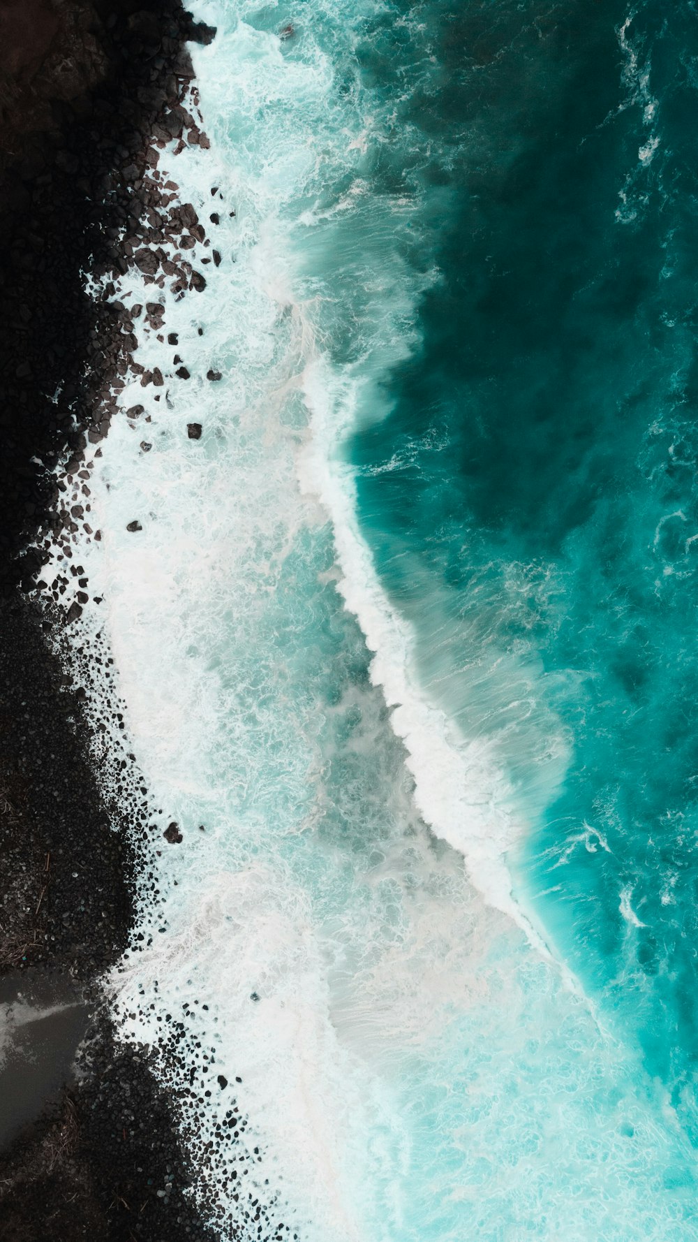 an aerial view of a body of water