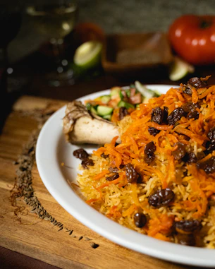 a white plate topped with lots of food