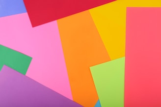 A collection of colorful king colorcore samples arranged artistically.