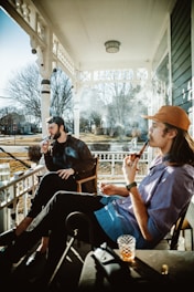 Couple enjoying a quiet moment on the cottage porch