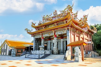 A traditional temple with intricate architecture in the village.