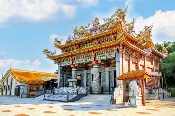 A traditional temple with intricate architecture in the village.