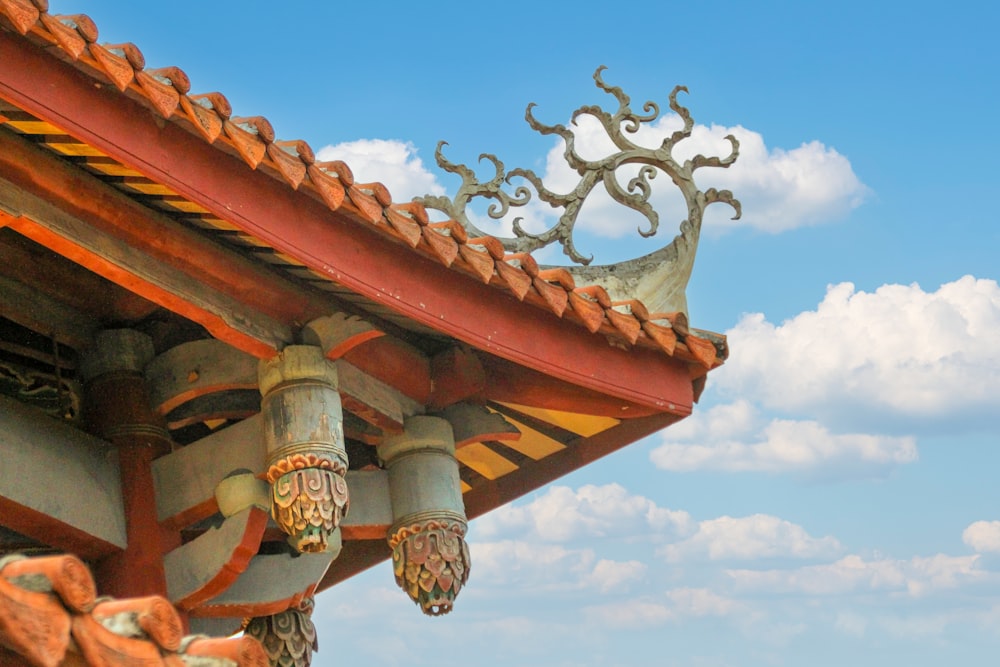 the roof of a building with a sky in the background